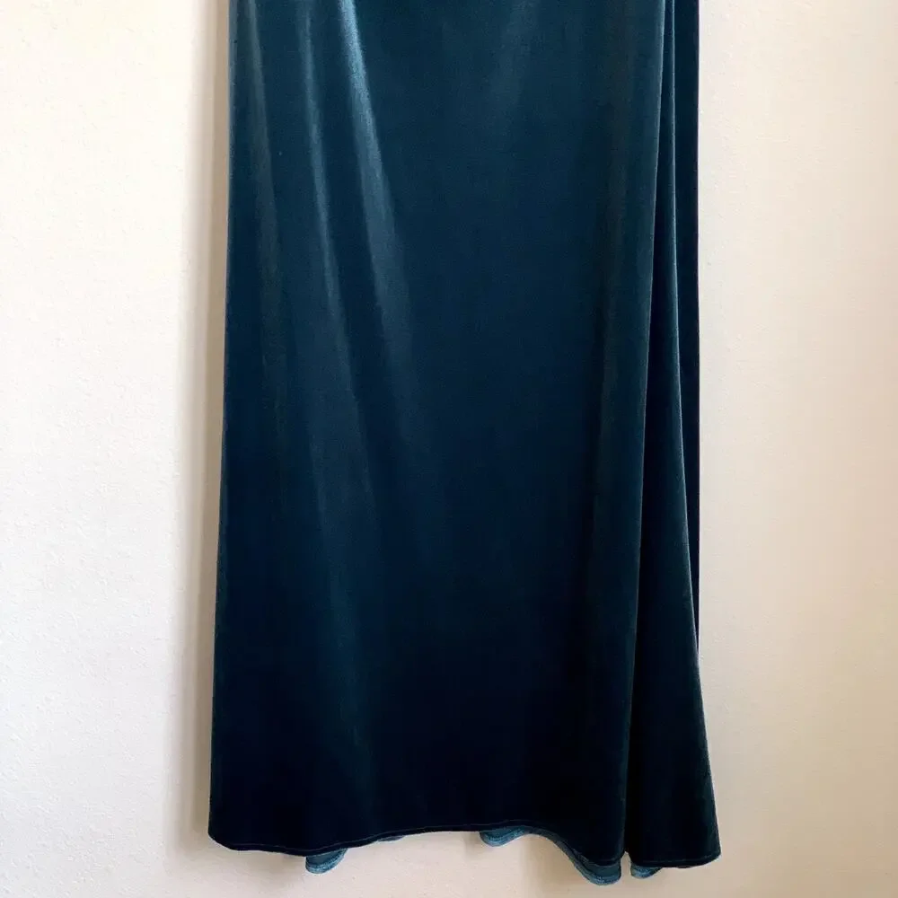 NWT After Six Cowl Neck Velvet Maxi Dress in Dutch Blue‎